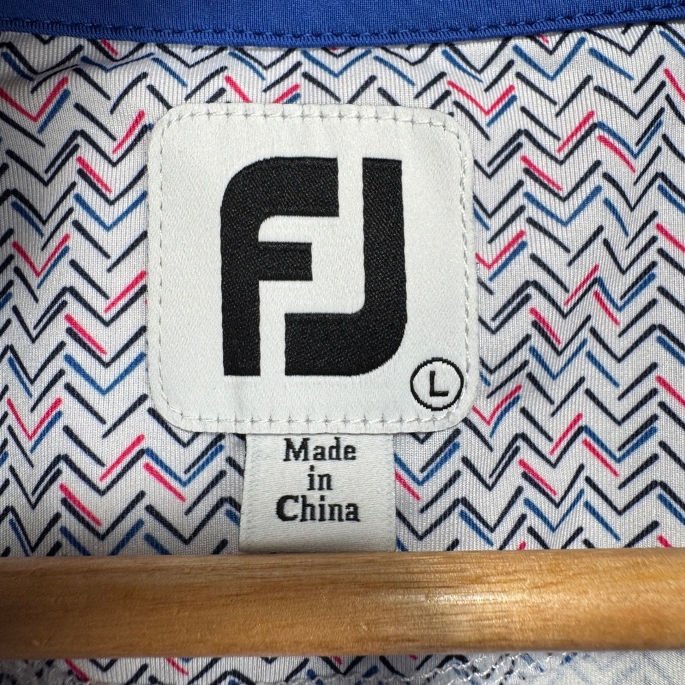 FootJoy Floral Sketch Lisle Pullover Women Large White Blue Golf Quarter Zip - Picture 5 of 11
